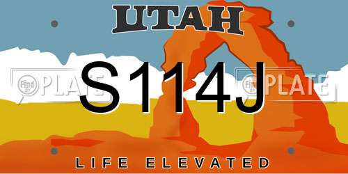 S114J Utah License Plate