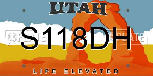S118DH Utah License Plate