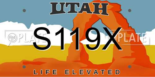 S119X Utah License Plate