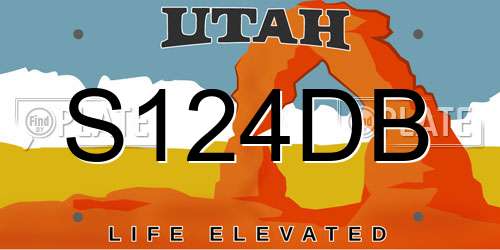 S124DB Utah License Plate