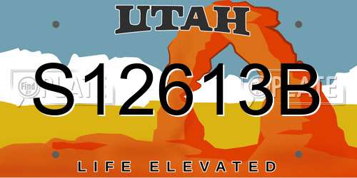 S12613B Utah License Plate
