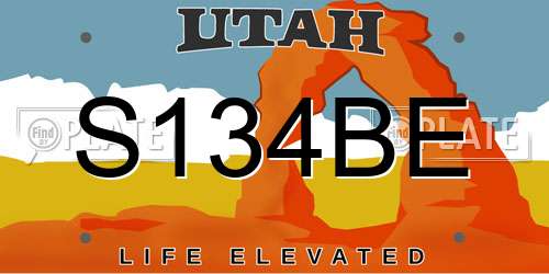 S134BE Utah License Plate