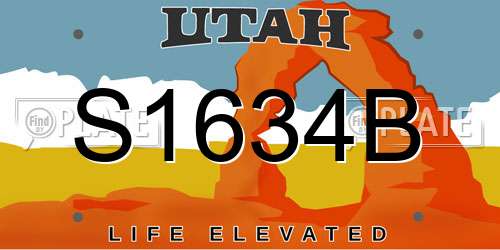 S1634B Utah License Plate