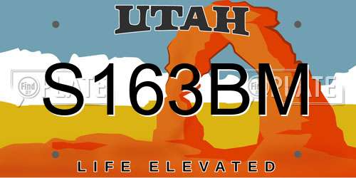 S163BM Utah License Plate