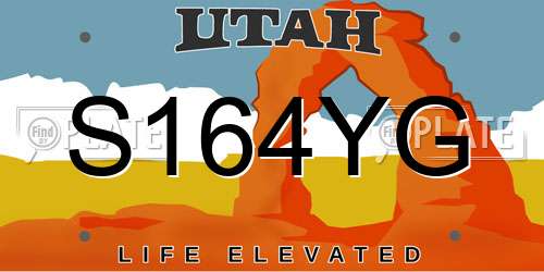 S164YG Utah License Plate