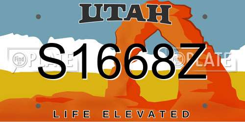 S1668Z Utah License Plate