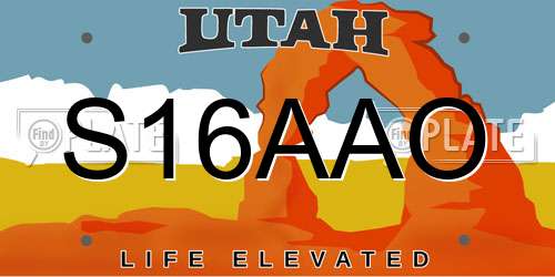 S16AAO Utah License Plate