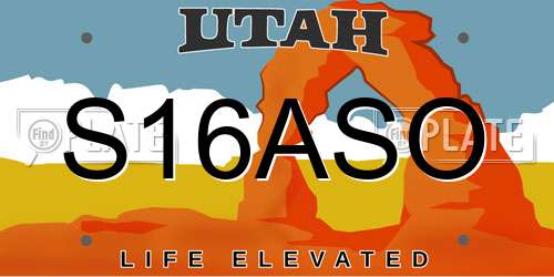S16ASO Utah License Plate