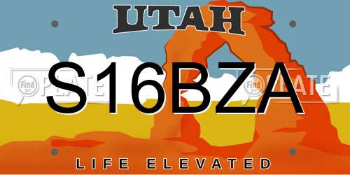 S16BZA Utah License Plate