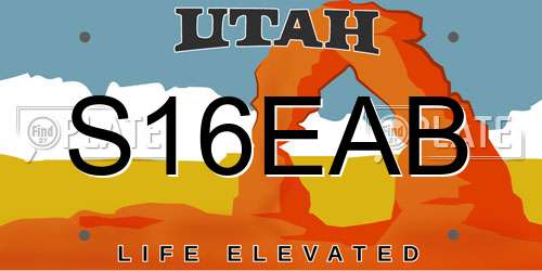 S16EAB Utah License Plate