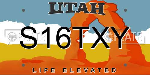 S16TXY Utah License Plate