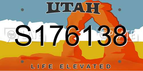 S176138 Utah License Plate