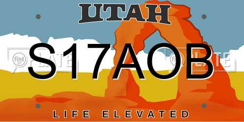 S17AOB Utah License Plate
