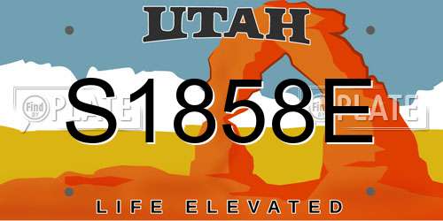 S1858E Utah License Plate