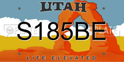 S185BE Utah License Plate
