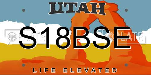 S18BSE Utah License Plate