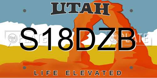 S18DZB Utah License Plate