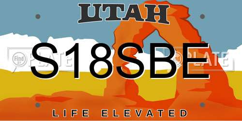 S18SBE Utah License Plate