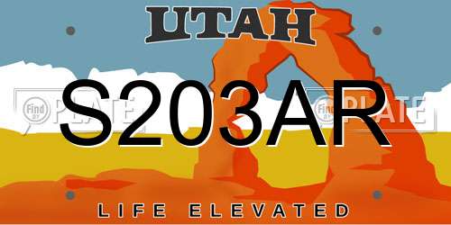 S203AR Utah License Plate