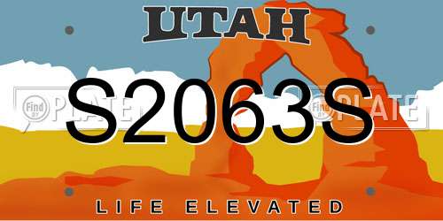 S2063S Utah License Plate