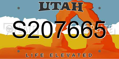 S207665 Utah License Plate