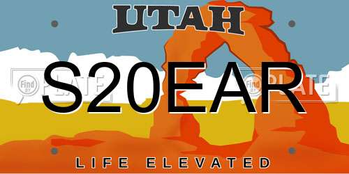 S20EAR Utah License Plate