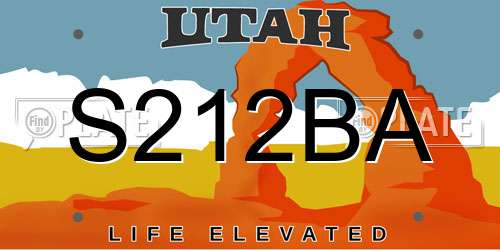 S212BA Utah License Plate