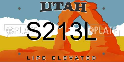 S213L Utah License Plate