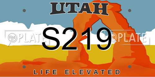 S219 Utah License Plate