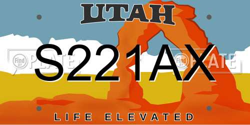 S221AX Utah License Plate