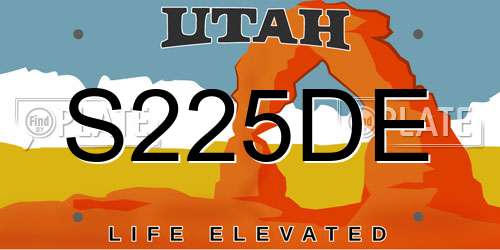 S225DE Utah License Plate