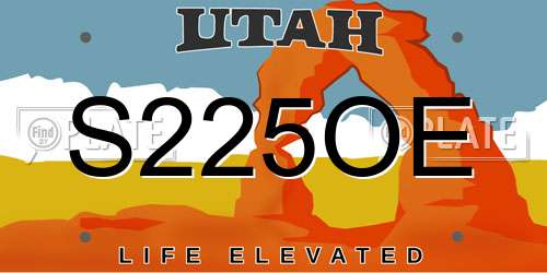 S225OE Utah License Plate