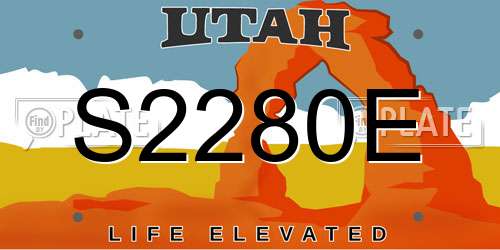 S2280E Utah License Plate