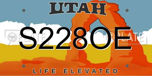 S228OE Utah License Plate