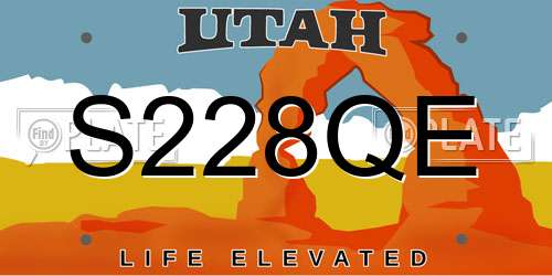 S228QE Utah License Plate