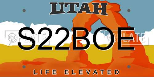 S22BOE Utah License Plate