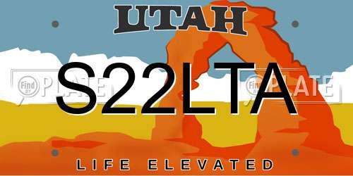S22LTA Utah License Plate