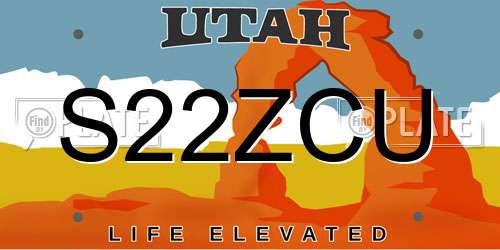 S22ZCU Utah License Plate