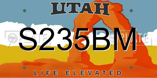 S235BM Utah License Plate