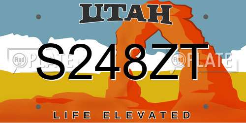 S248ZT Utah License Plate