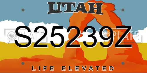 S25239Z Utah License Plate