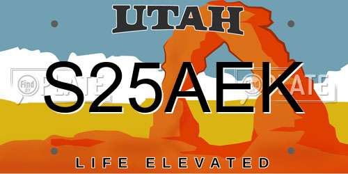 S25AEK Utah License Plate