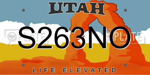 S263NO Utah License Plate