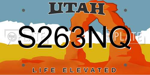 S263NQ Utah License Plate