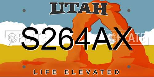 S264AX Utah License Plate