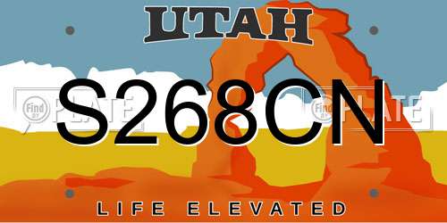 S268CN Utah License Plate