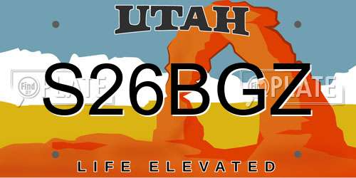 S26BGZ Utah License Plate