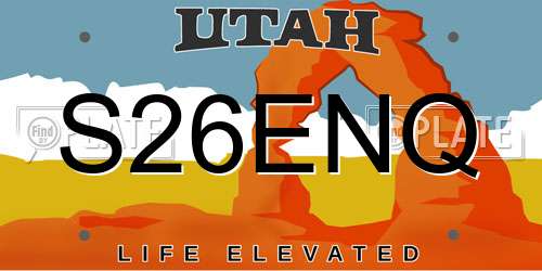 S26ENQ Utah License Plate