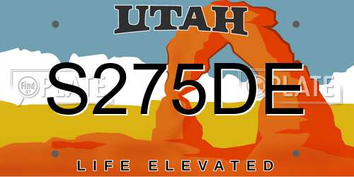 S275DE Utah License Plate