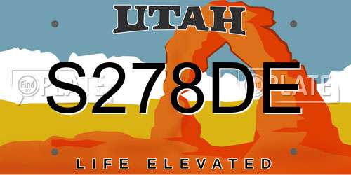 S278DE Utah License Plate